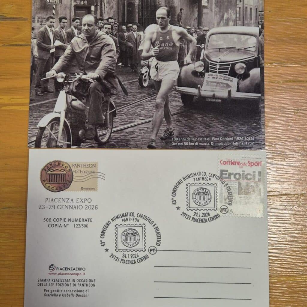 cartolina 2026 in occasione di Pantheon con emissione annullo postale Poste Italiane